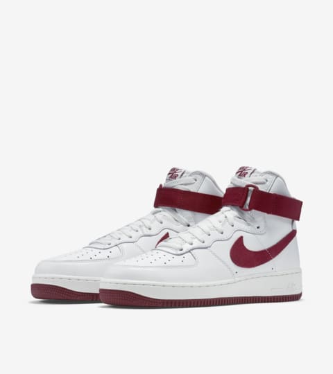 nike air force 1 high white and red