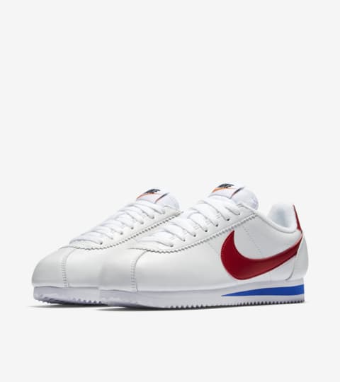 nike cortez white blue red