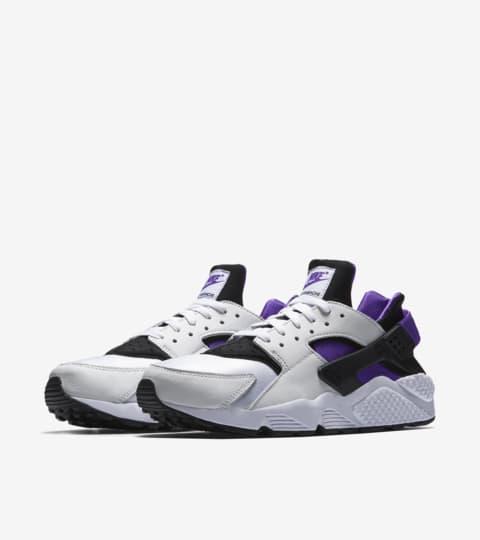 nike huarache purple and white