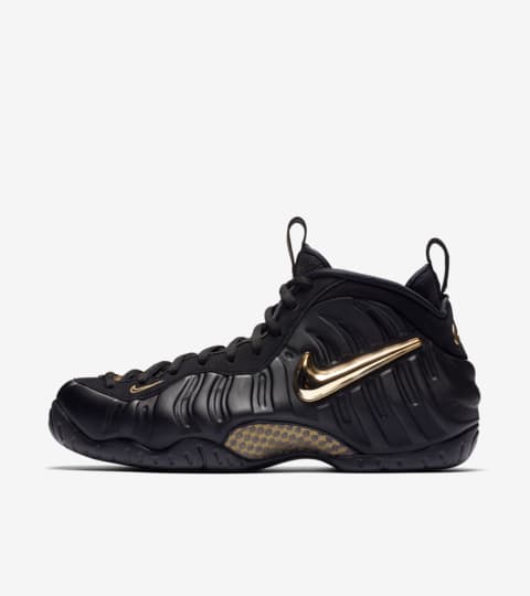 black and metallic gold foamposites