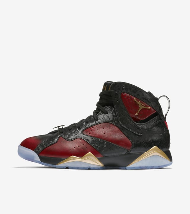 jordan 7s black and red cheap online