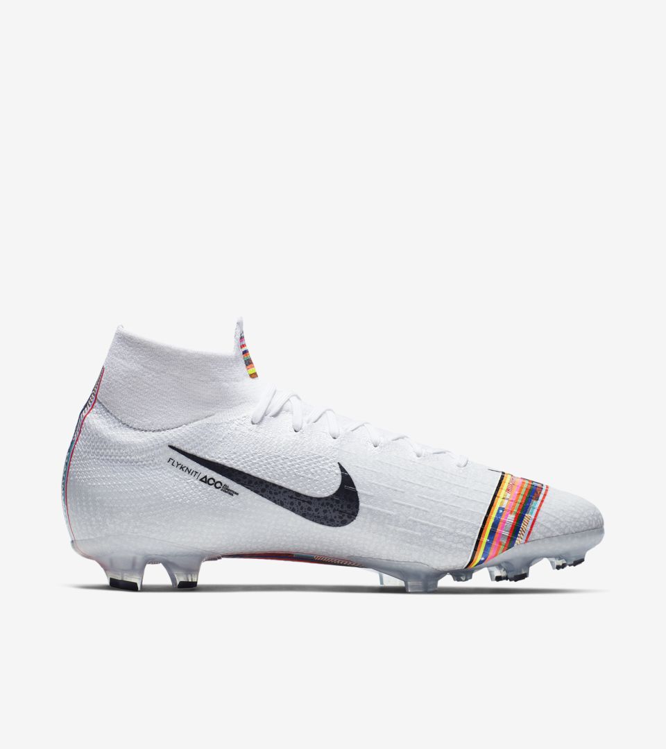 white and rainbow cleats