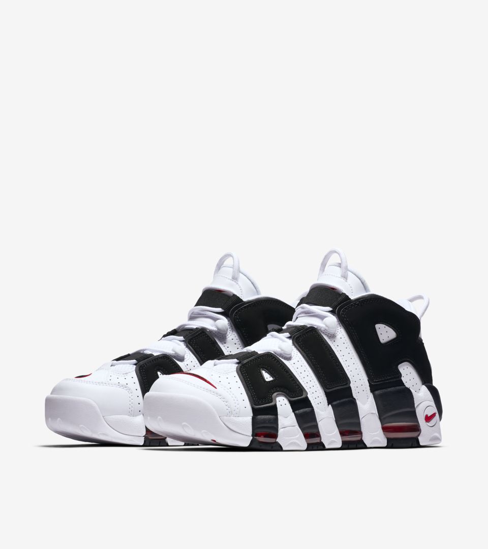 nike air more uptempo black white