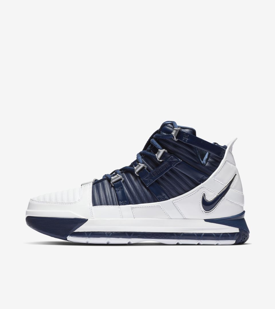 Zoom Lebron 3 'White & Midnight Navy & Metallic Silver' Release Date Zoom Lebron 3 'White & Midnight Navy & Metallic Silver' Release Date