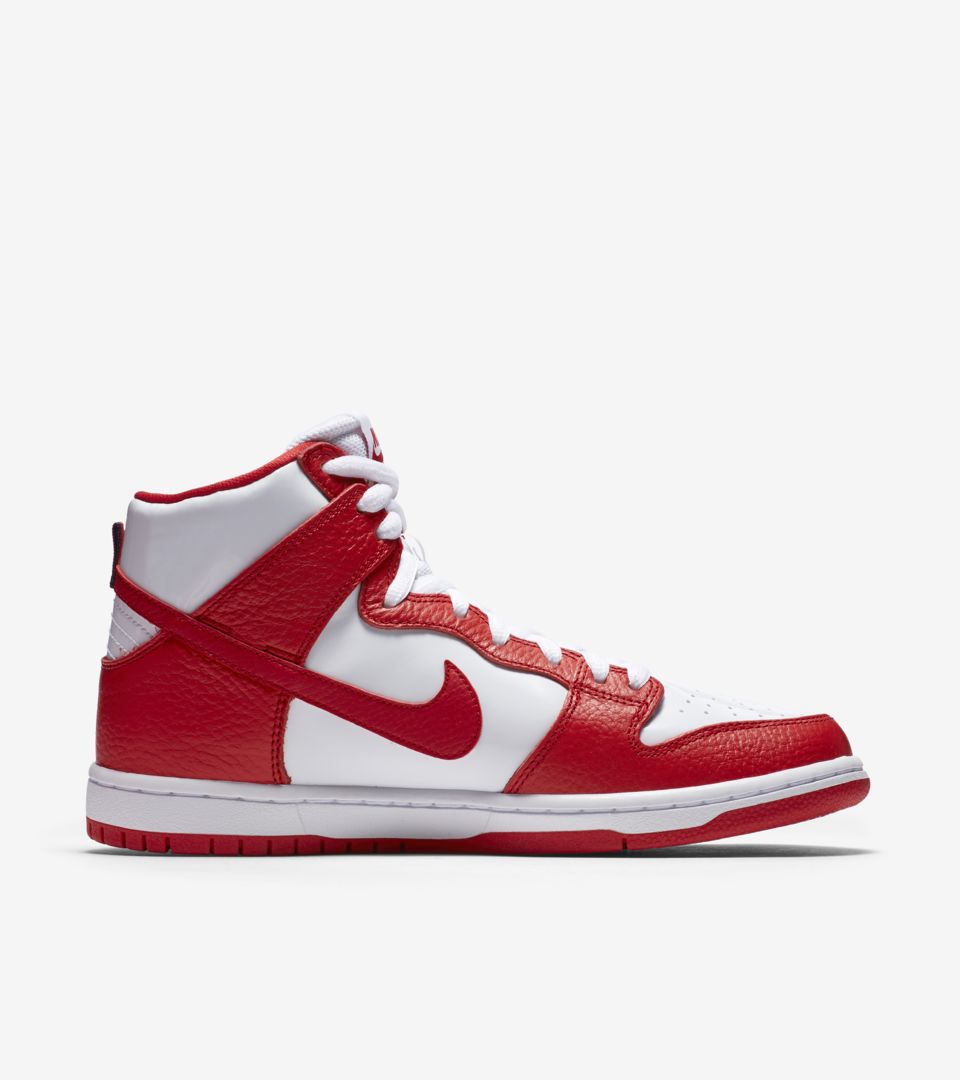 nike white and red high tops