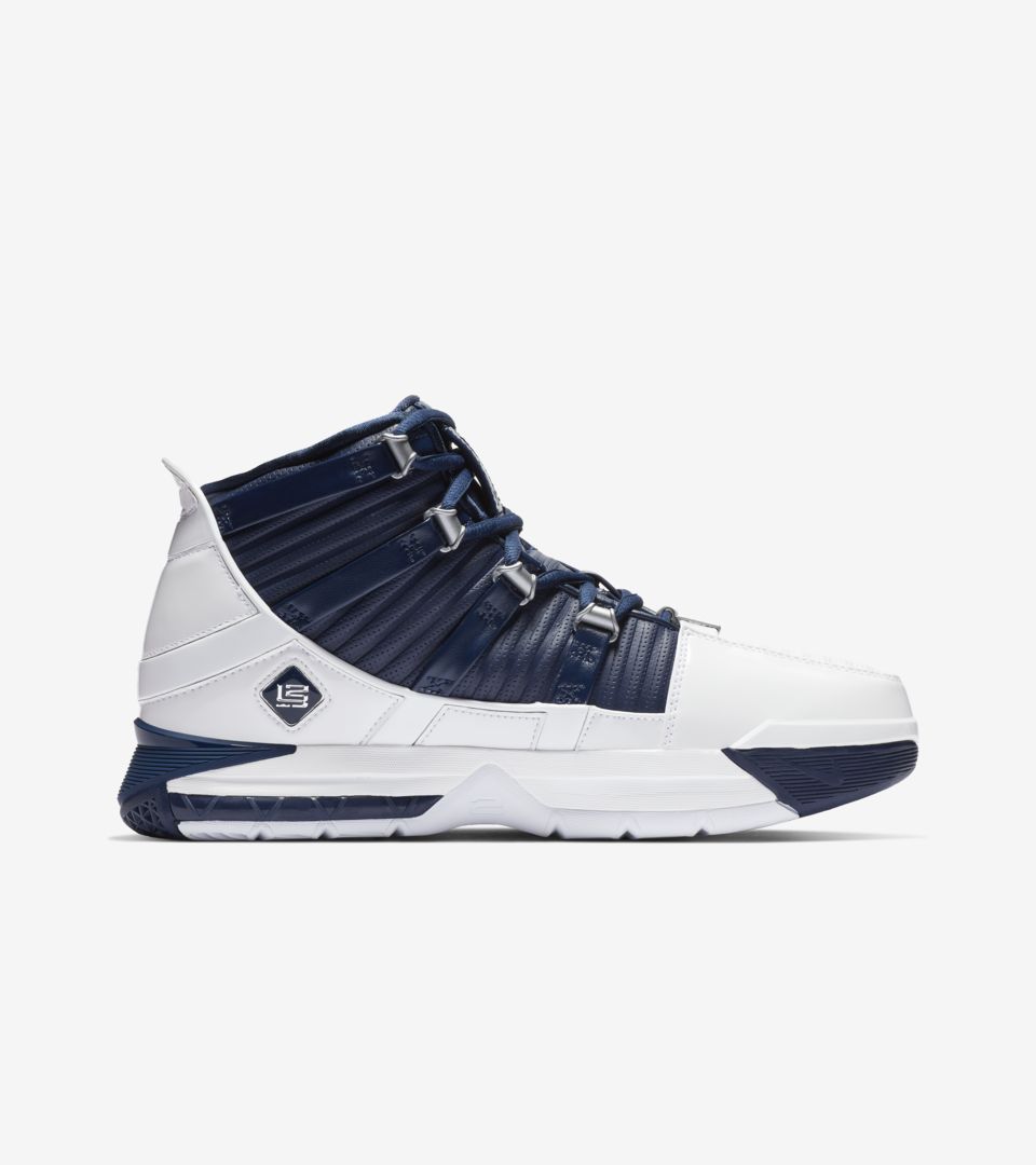 Zoom Lebron 3 'White & Midnight Navy & Metallic Silver' Release Date Zoom Lebron 3 'White & Midnight Navy & Metallic Silver' Release Date