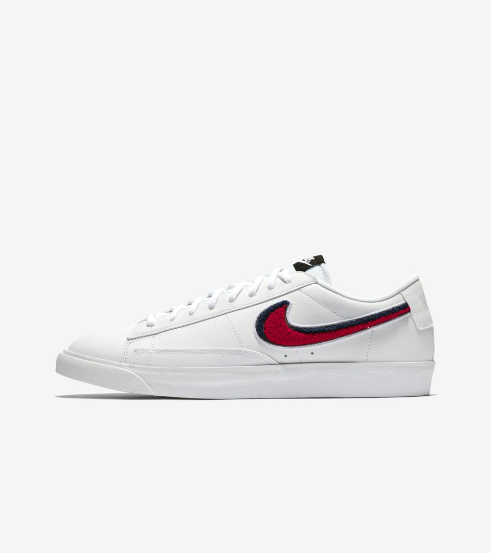 nike blazer low 3d white blue red