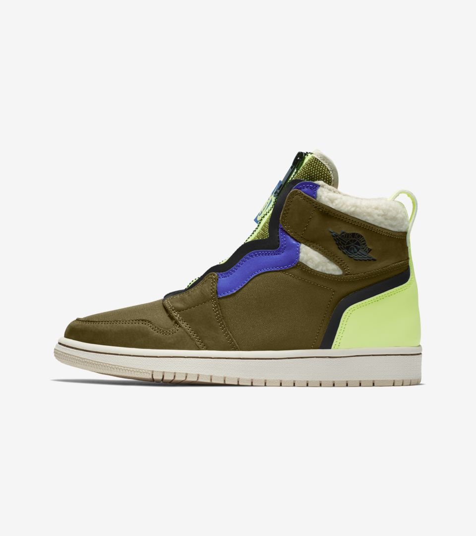 Women's Air Jordan 1 High Zip 'Olive Flak & Volt Glow & Beach' Release Date Women's Air Jordan 1 High Zip 'Olive Flak & Volt Glow & Beach' Release Date