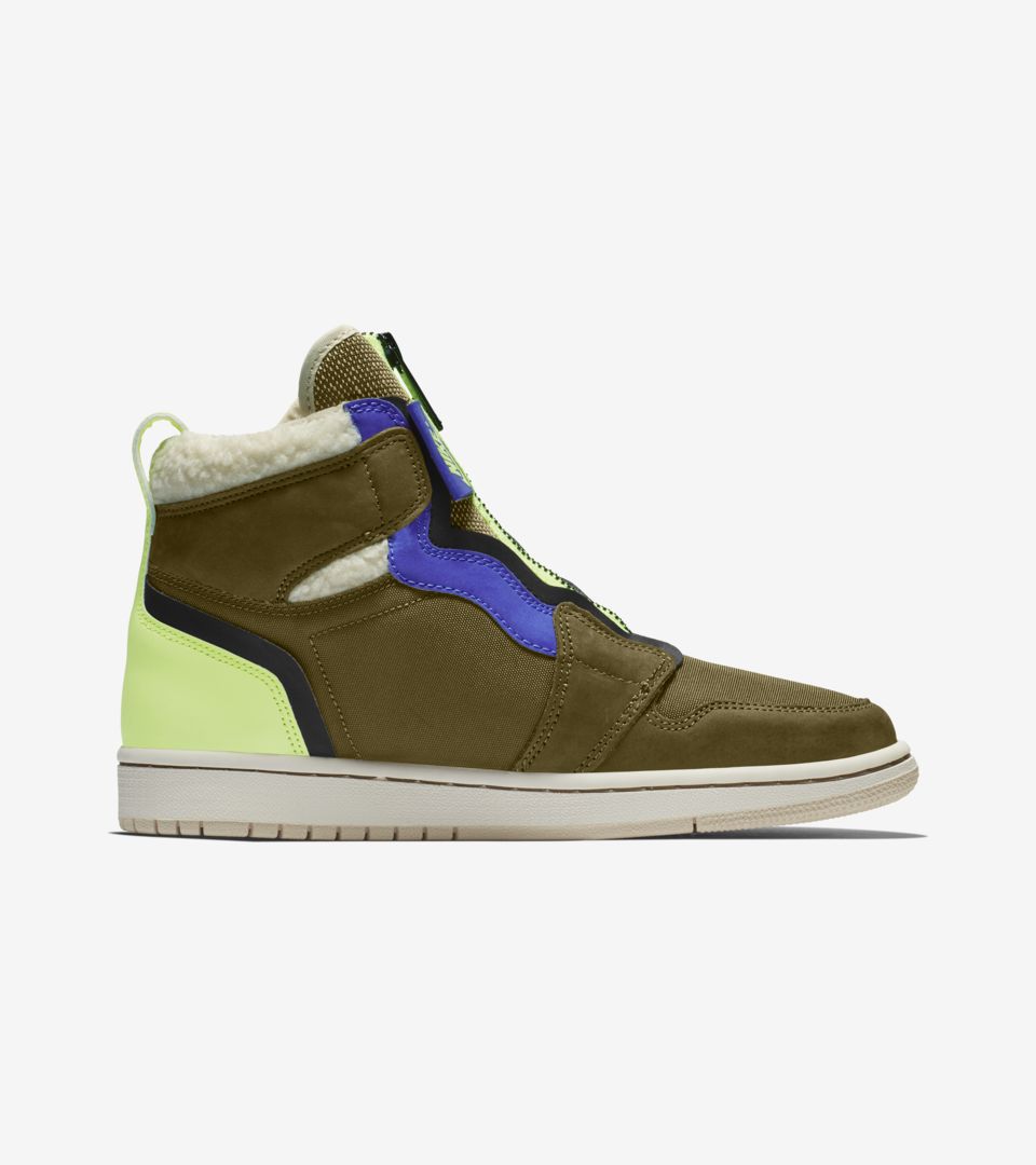 Women's Air Jordan 1 High Zip 'Olive Flak & Volt Glow & Beach' Release Date Women's Air Jordan 1 High Zip 'Olive Flak & Volt Glow & Beach' Release Date