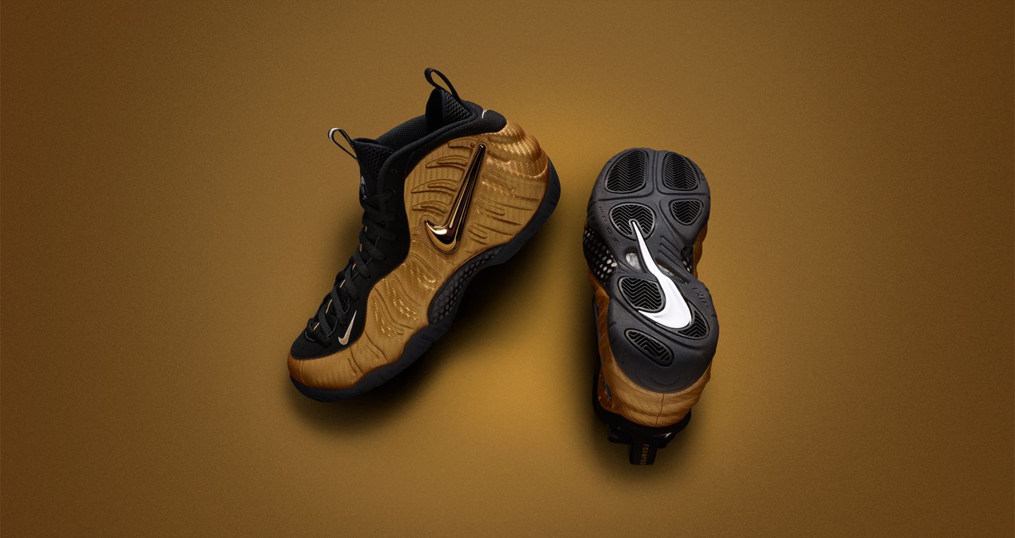 nike air foamposite Pro metallic gold