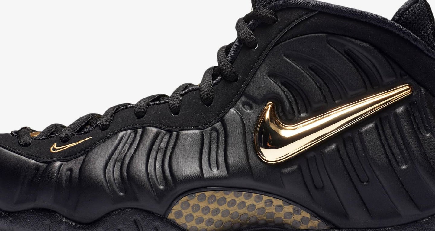 nike foamposite pro black metallic gold