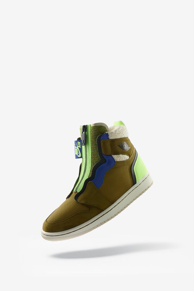 Women's Air Jordan 1 High Zip 'Olive Flak & Volt Glow & Beach' Release Date Women's Air Jordan 1 High Zip 'Olive Flak & Volt Glow & Beach' Release Date