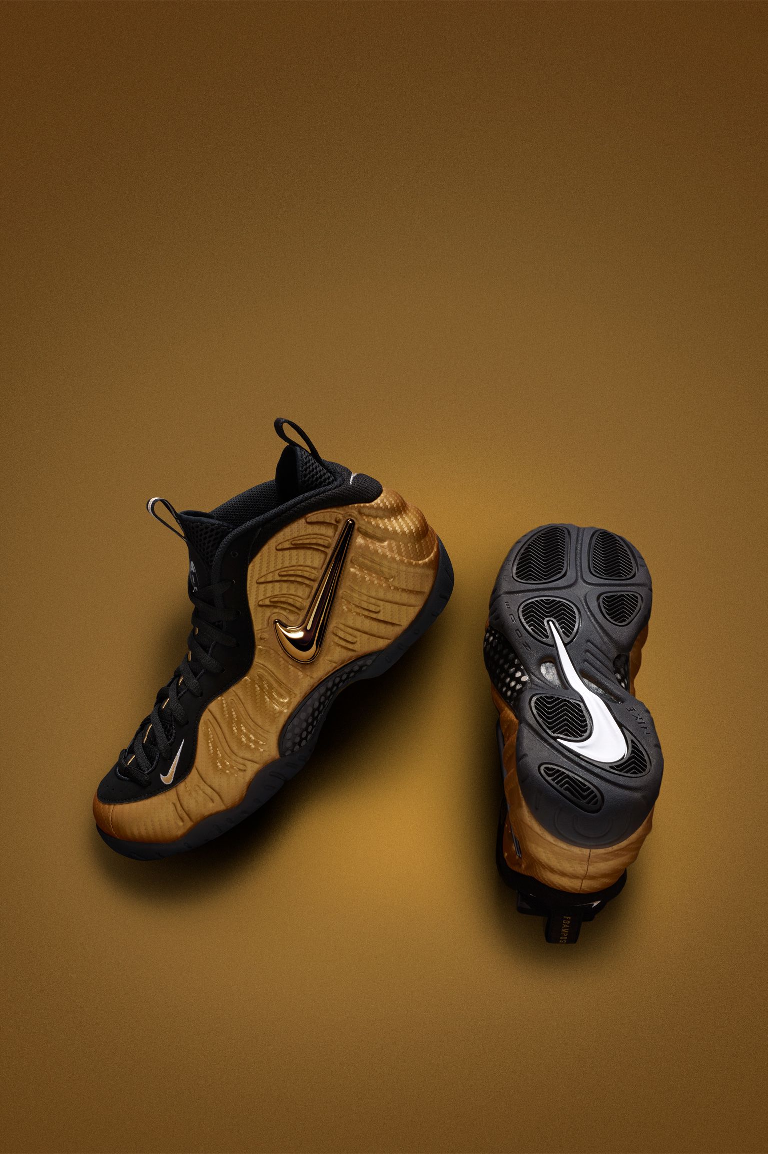 nike black and gold foamposites