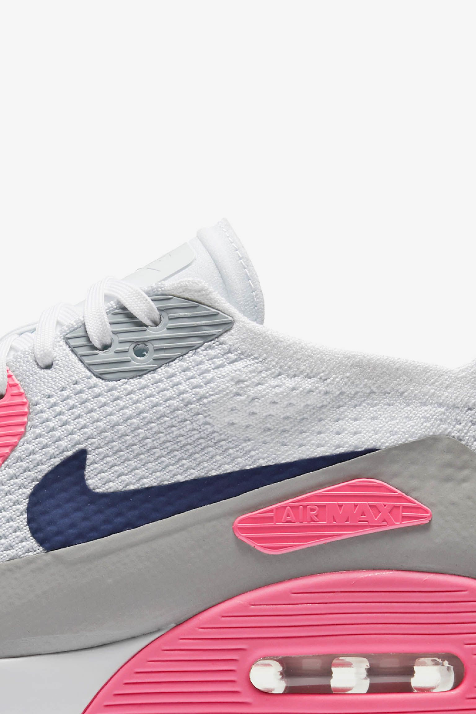 Womens Nike Air Max 90 Ultra 20 Flyknit White And Laser Pink Nike