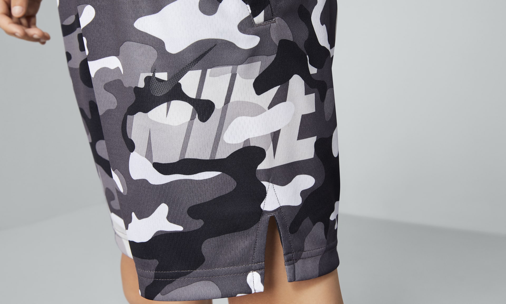 nike training dry camo shorts in grey