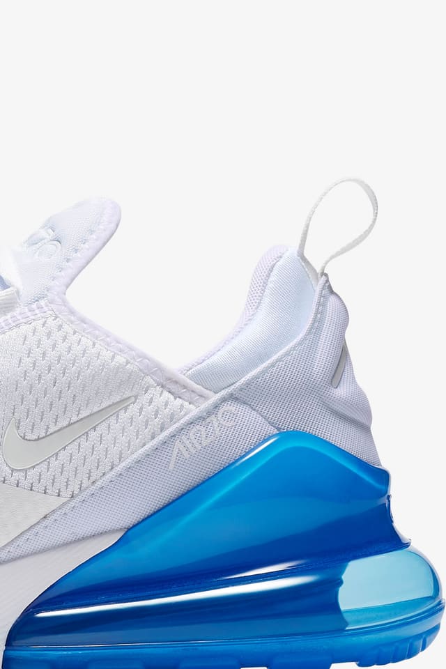 air max 270s white and blue