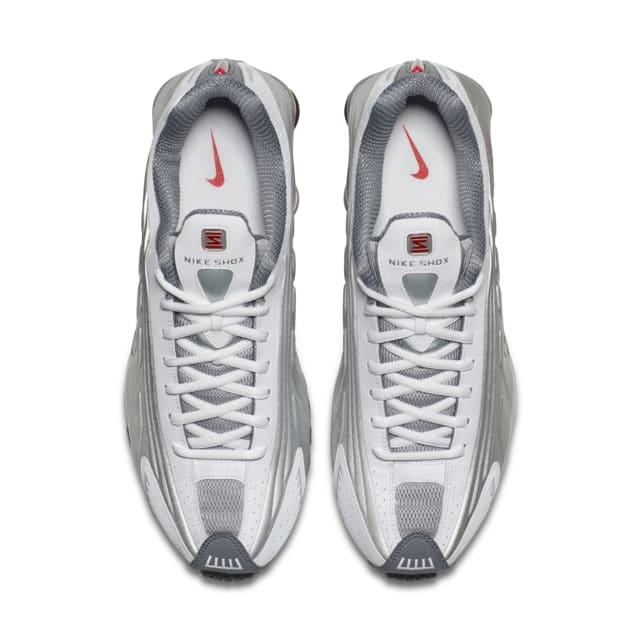 nike shox r4 metallic silver comet red