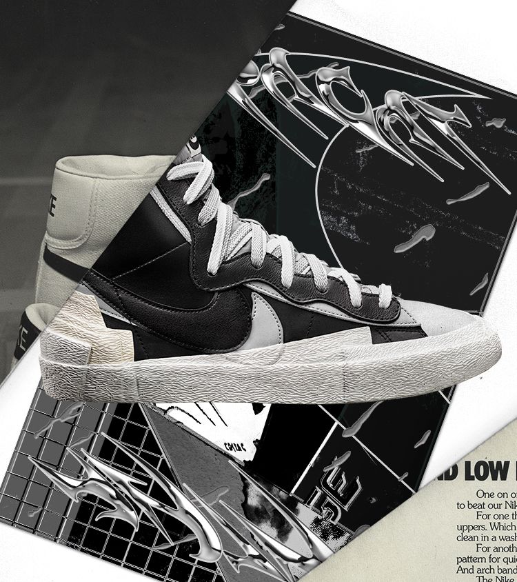sacai x Nike Blazer Mid 'Black/Wolf Grey' Release Date. Nike SNKRS